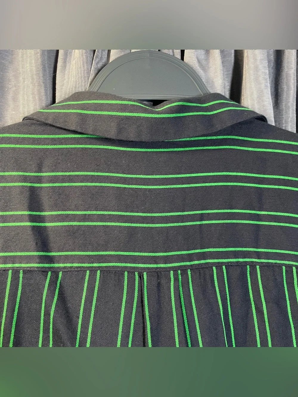 Banana Republic Navy & Green Stripe Cuban Camp Shirt Size M